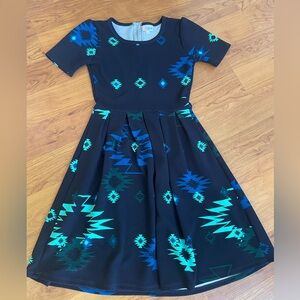 Lula Roe Fitted & Flare Aztec Design dress size XXS